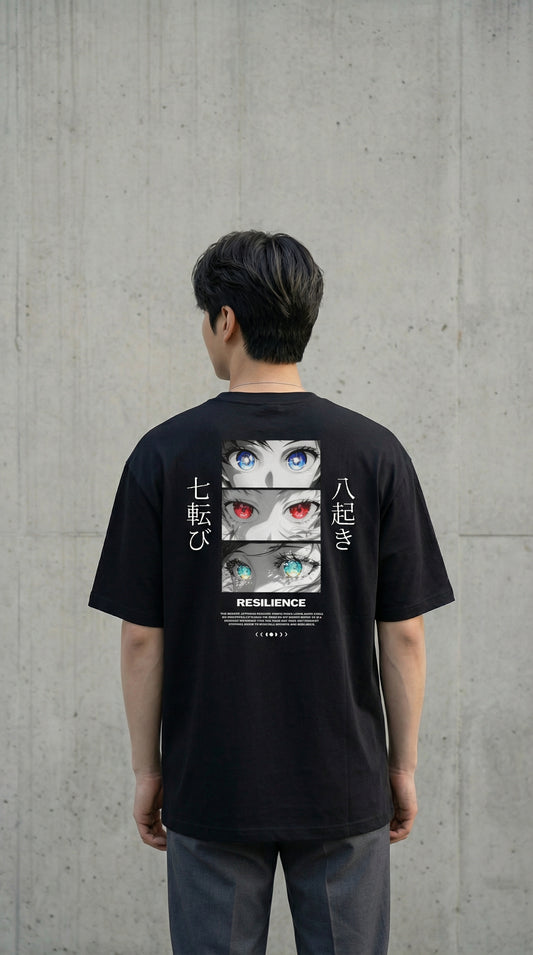 Resilience Anime T-Shirt | Japanese Streetwear | Unisex Black Tee