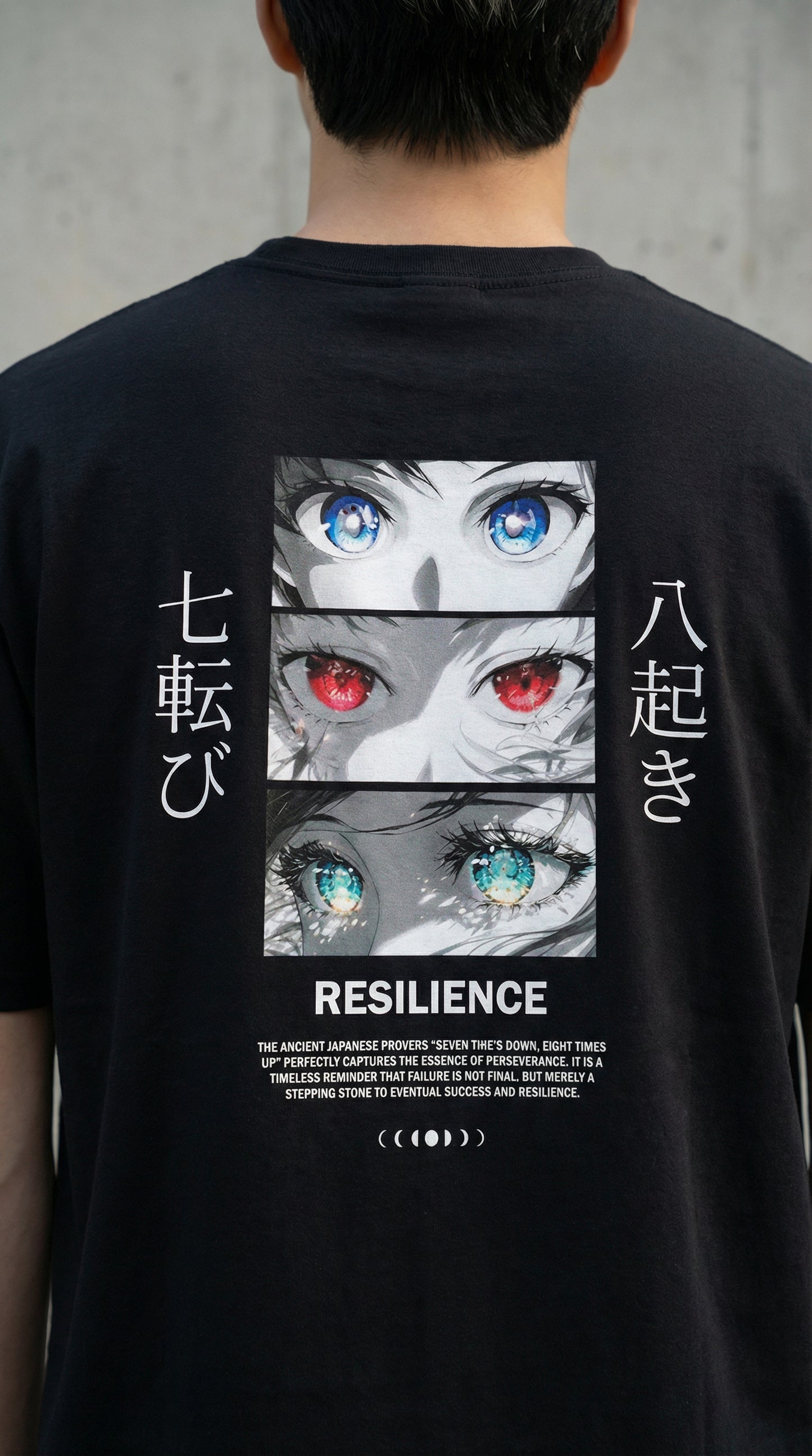 Resilience Anime T-Shirt | Japanese Streetwear | Unisex Black Tee