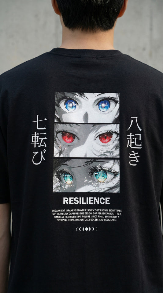 Resilience Anime T-Shirt | Japanese Streetwear | Unisex Black Tee