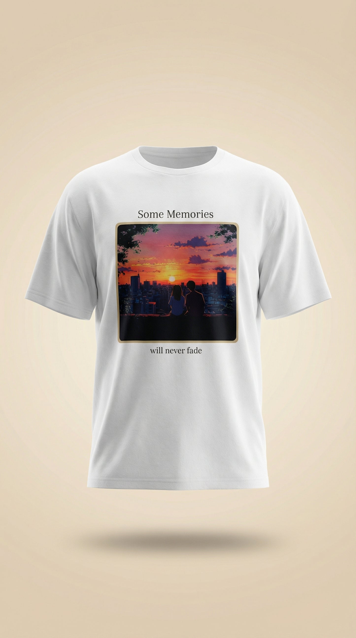Some Memories Will Never Fade Anime T-Shirt | Sunset Couple Design | White Tee