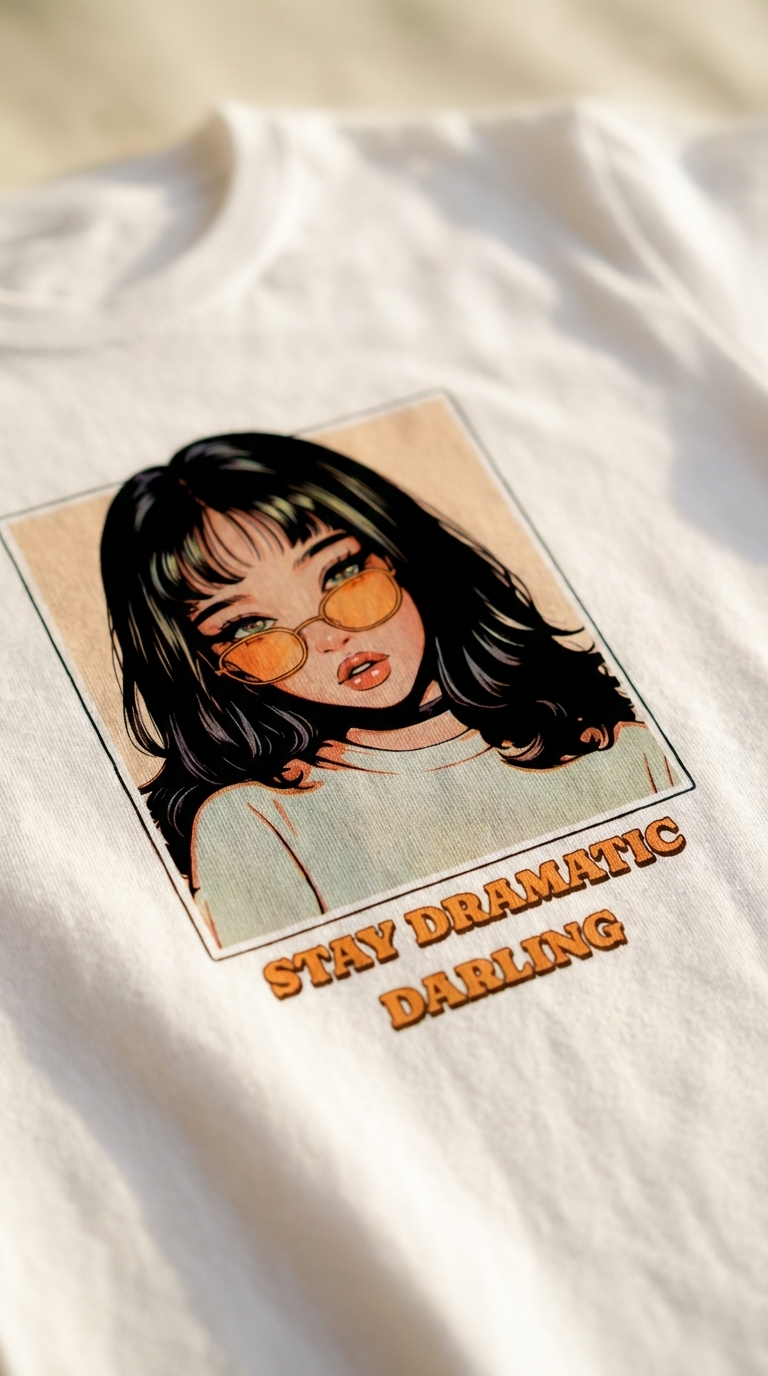 Stay Dramatic Darling — Retro Anime Girl Graphic T-Shirt
