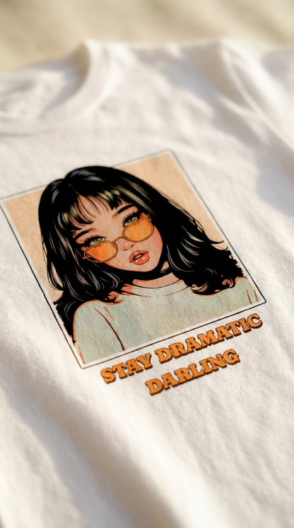 Stay Dramatic Darling — Retro Anime Girl Graphic T-Shirt