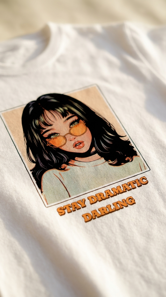 Stay Dramatic Darling — Retro Anime Girl Graphic T-Shirt