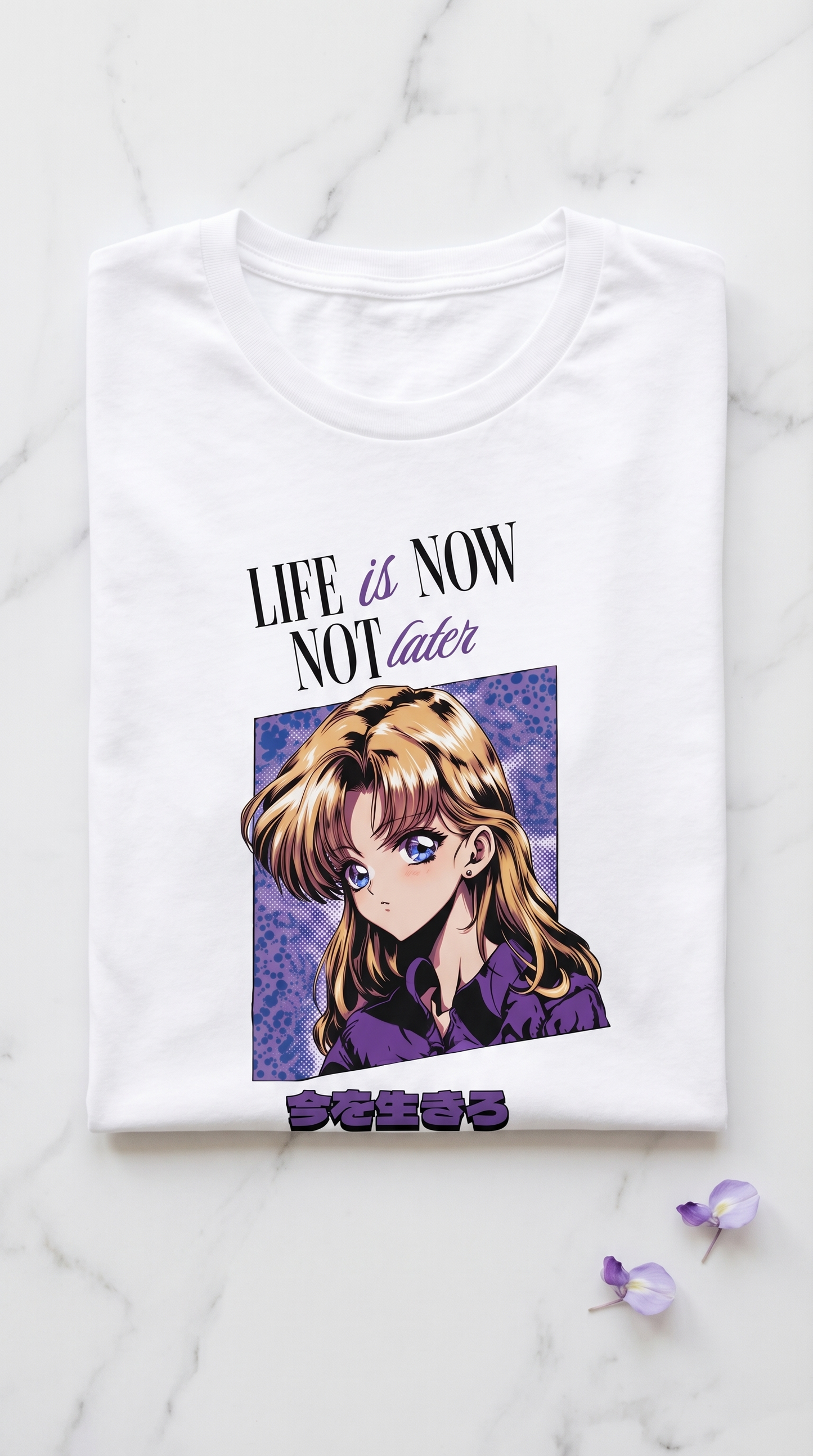 Life Is Now, Not Later — 90s Anime Girl Graphic T-Shirt