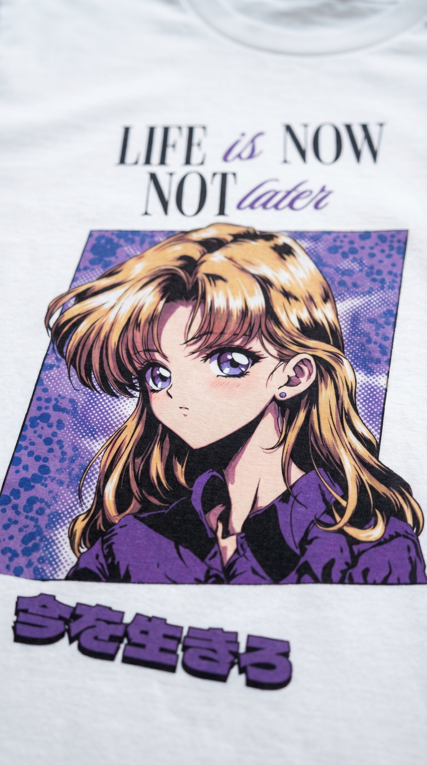 Life Is Now, Not Later — 90s Anime Girl Graphic T-Shirt