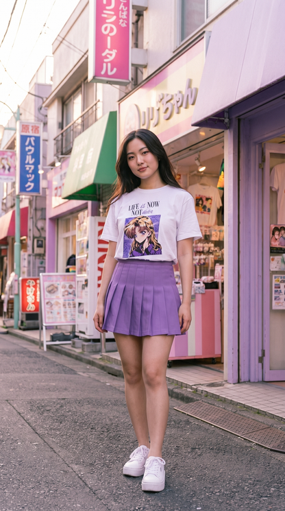 Life Is Now, Not Later — 90s Anime Girl Graphic T-Shirt